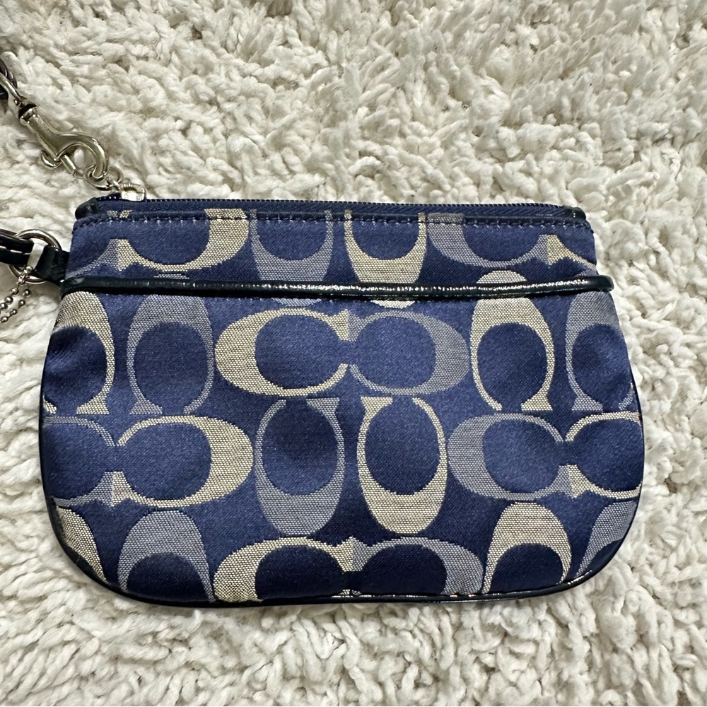 Coach wristlet wallet blue and Cream Designer size small